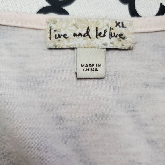 Live and Let Live Women’s XL Beige Boho Embroidered Long Sleeve Top Lace Patch E - Picture 6 of 8